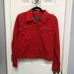 Lauren Ralph Lauren Jeans Co. Women's Red Denim Jacket Logo Small
